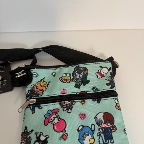 My Hero Academia Hello Kitty & Friends Passport Crossbody Bag Teal Blue NEW - Picture 3 of 7